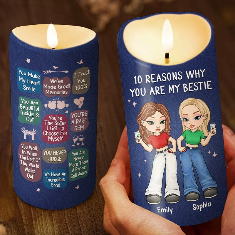 10 Reasons Why You Are My Sister - Bestie Personalized Custom LED Candle - Christmas Gift For Best Friends, BFF, Sisters