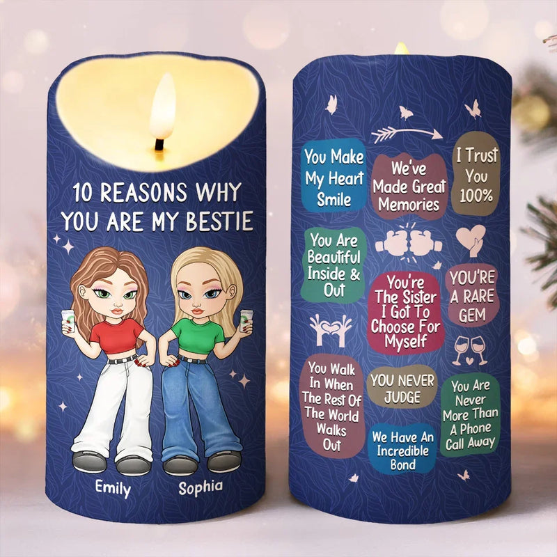10 Reasons Why You Are My Sister - Bestie Personalized Custom LED Candle - Christmas Gift For Best Friends, BFF, Sisters