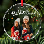 Custom Photo Christmas Brings Families Closer Together - Family Personalized Custom Circle Glass Ornament - Christmas Gift For BFF, Best Friends, Bestie