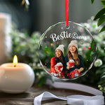 Custom Photo Christmas Brings Families Closer Together - Family Personalized Custom Circle Glass Ornament - Christmas Gift For BFF, Best Friends, Bestie