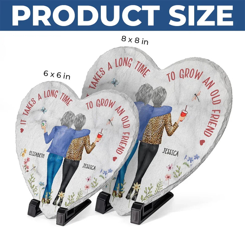 Good Drinks, Better Company - Bestie Personalized Custom Heart Shaped Stone With Stand - Christmas Gift For Best Friends, BFF, Sisters