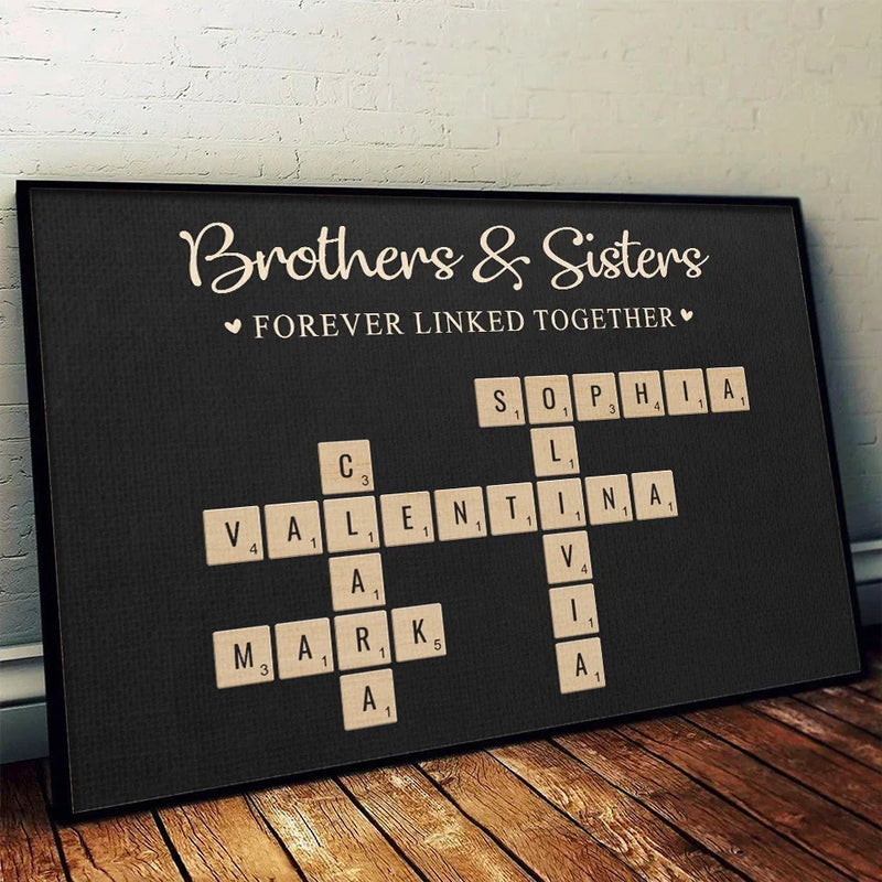 Forever Linked Together - Family Personalized Custom Horizontal Poster - Christmas Gift For Family Members, Siblings, Brothers, Sisters