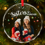 Custom Photo Christmas Brings Families Closer Together - Family Personalized Custom Circle Glass Ornament - Christmas Gift For BFF, Best Friends, Bestie