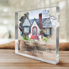 Custom Photo Happiness Lives Here Now - Family Personalized Custom Square Shaped Acrylic Plaque - Gift For Family Members