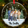 Custom Photo The Joy Of Christmas Is Found In Family - Family Personalized Custom Circle Glass Ornament - Christmas Gift For Family Members