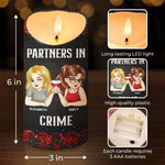 Partners In Crime - Bestie Personalized Custom LED Candle - Christmas Gift For Best Friends, BFF, Sisters