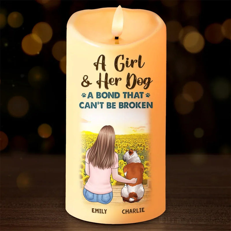 An Unbreakable Bond - Memorial Personalized Custom LED Candle - Sympathy Gift, Christmas Gift For Pet Owners, Pet Lovers