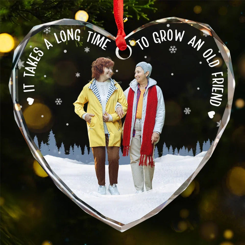 Custom Photo My Memories Are Filled With You - Bestie Personalized Custom Heart Glass Ornament - Christmas Gift For Best Friends, BFF, Sisters
