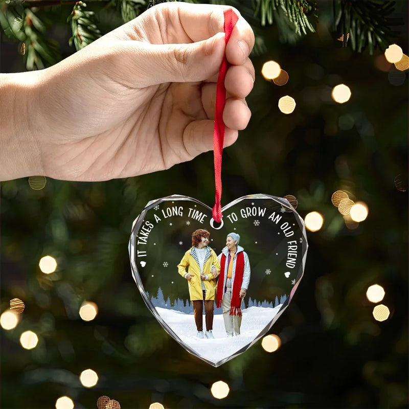 Custom Photo My Memories Are Filled With You - Bestie Personalized Custom Heart Glass Ornament - Christmas Gift For Best Friends, BFF, Sisters