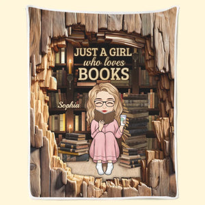 Just A Girl Enchanted By Stories- Personalized Custom Blanket - Gift For Book Lovers