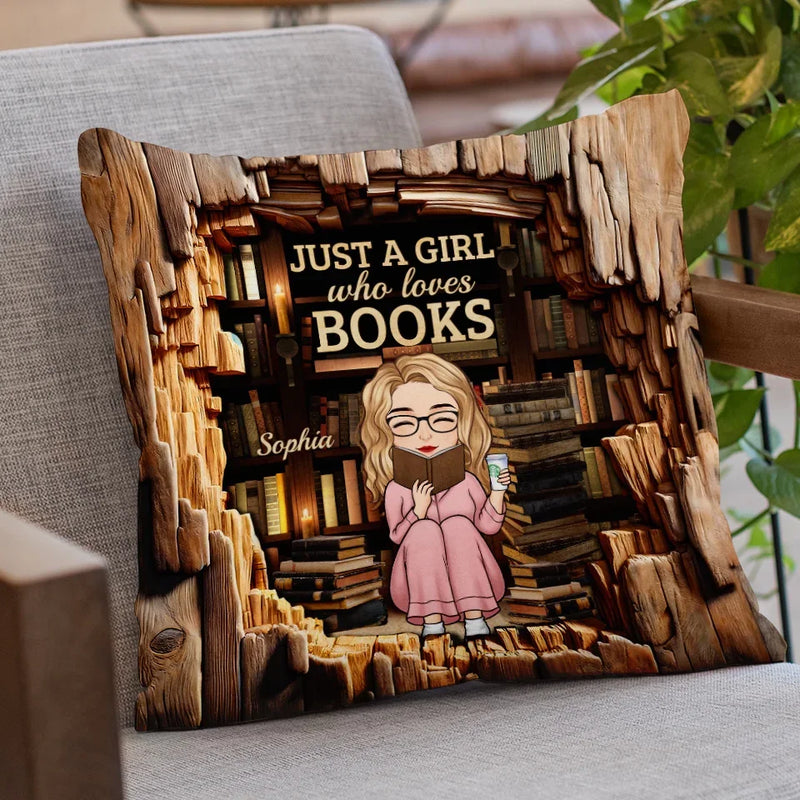 A Girl With A Passion For Reading - Personalized Custom Pillow - Gift For Book Lovers