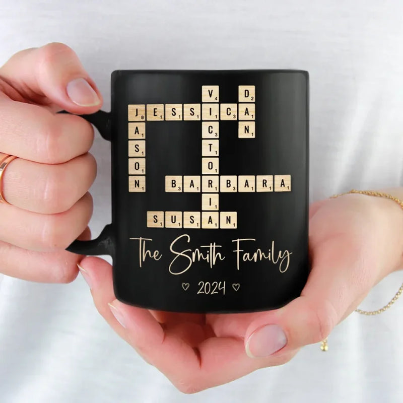 Family First - Family Personalized Custom Black Mug - Gift For Family Members