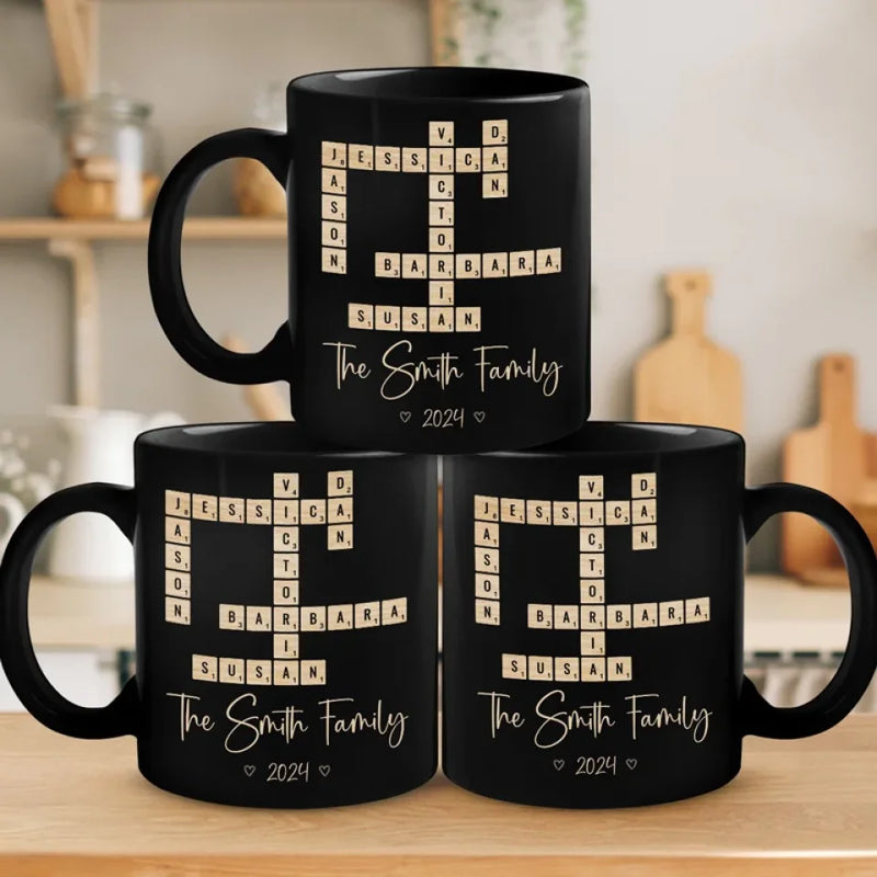 Family First - Family Personalized Custom Black Mug - Gift For Family Members
