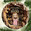 A Girl Who Finds Magic In Books - Personalized Custom Ornament - Ceramic Round Shaped - Christmas Gift For Book Lovers