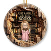 A Girl Who Finds Magic In Books - Personalized Custom Ornament - Ceramic Round Shaped - Christmas Gift For Book Lovers