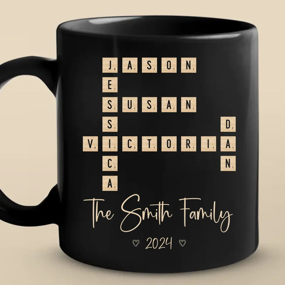 La famille avant tout - Mug noir personnalisé pour la famille - Cadeau pour les membres de la famille
