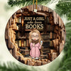A Girl Who Finds Magic In Books - Personalized Custom Ornament - Ceramic Round Shaped - Christmas Gift For Book Lovers