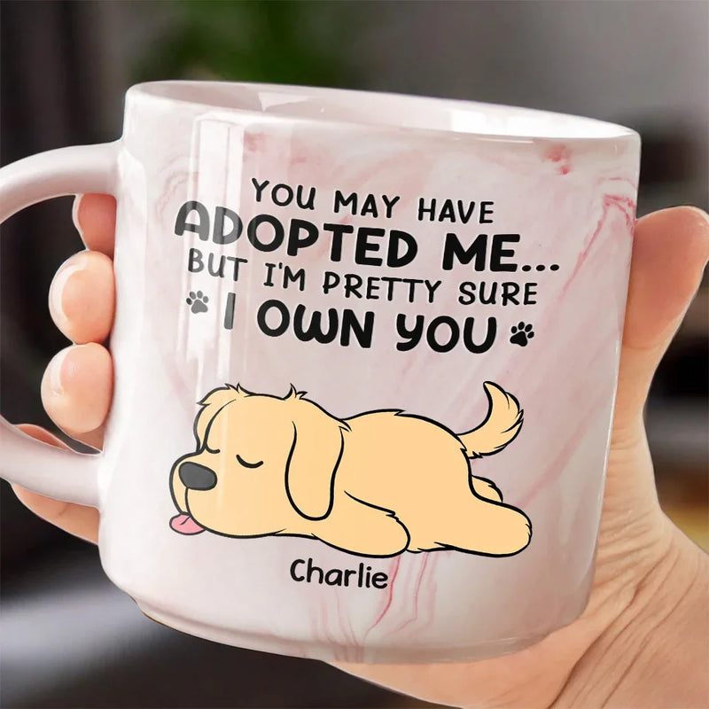 But I'm Pretty Sure I Own You - Dog & Cat Personalized Custom Marble Mug - Christmas Gift For Pet Owners, Pet Lovers