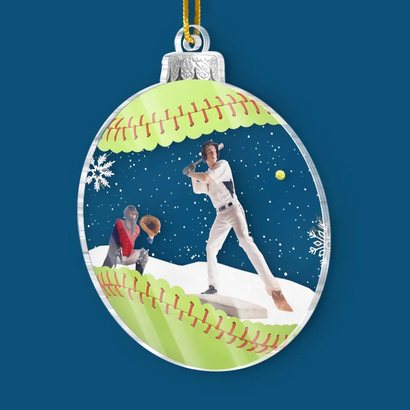 Custom Photo For The Love Of The Game - Sport Personalized Custom Ornament - Acrylic Custom Shaped - Christmas Gift For Baseball Players, Baseball Lovers
