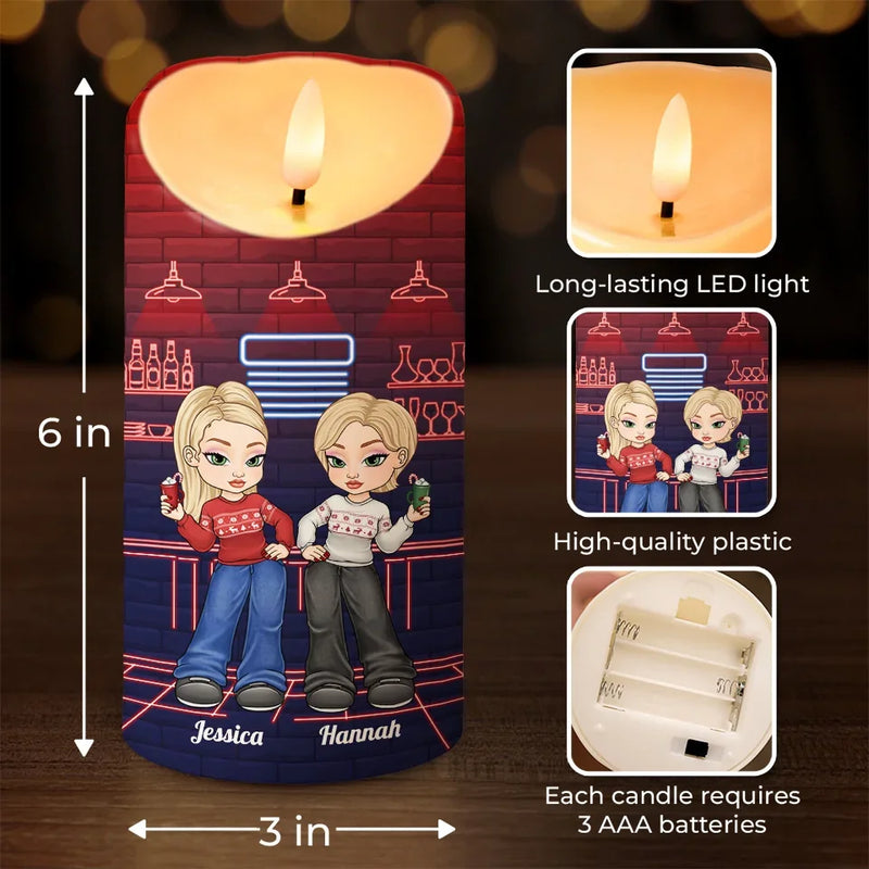 Life Is Better With Friends - Bestie Personalized Custom LED Candle - Christmas Gift For Best Friends, BFF, Sisters