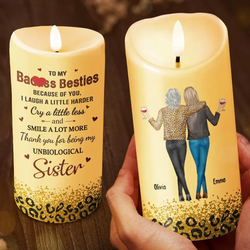 Cheers To Holiday Memories With My Besties - Bestie Personalized Custom LED Candle - Christmas Gift For Best Friends, BFF, Sisters