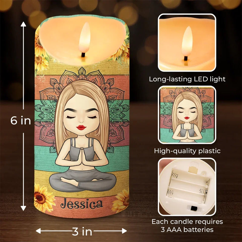 I'm Not Sugar And Spice, I'm Sage And Hood - Yoga Personalized Custom LED Candle - Christmas Gift For Yoga Lovers