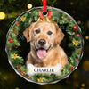Custom Photo Happiness Is Having A Cat Or Dog By Your Side - Dog & Cat Personalized Custom Circle Glass Ornament - Christmas Gift For Pet Owners, Pet Lovers