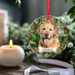 Custom Photo Happiness Is Having A Cat Or Dog By Your Side - Dog & Cat Personalized Custom Circle Glass Ornament - Christmas Gift For Pet Owners, Pet Lovers