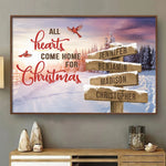 All Hearts Come Home For Christmas - Family Personalized Custom Horizontal Poster - Christmas Gift For Family Members