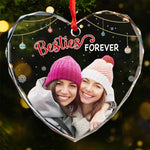Custom Photo Friends Forever - Bestie Personalized Custom Heart Glass Ornament - Christmas Gift For Best Friends, BFF, Sisters