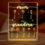 Custom Name First Mom Now Grandma Floral Gift for Mom - Personalized 3D LED Walnut Night Light