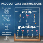 Custom Name First Mom Now Grandma Floral Gift for Mom - Personalized 3D LED Walnut Night Light
