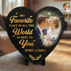 Custom Photo Every Day I'm With You, I Love You More - Couple Personalized Custom Heart Shaped Stone With Stand - Christmas Gift For Husband Wife, Anniversary, First Christmas