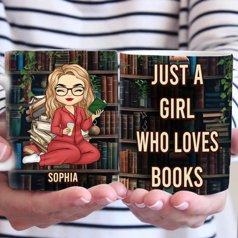 Just A Girl Who Loves Book - Personalized Custom Mug - Christmas Gift For Book Lovers