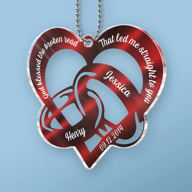 Drive Safe, I Love You - Couple Personalized Custom Car Ornament - Acrylic Custom Shaped - Christmas Gift For Husband Wife, Anniversary