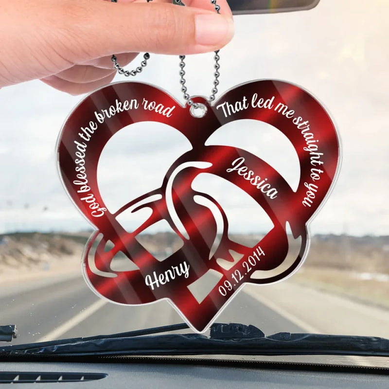 Drive Safe, I Love You - Couple Personalized Custom Car Ornament - Acrylic Custom Shaped - Christmas Gift For Husband Wife, Anniversary