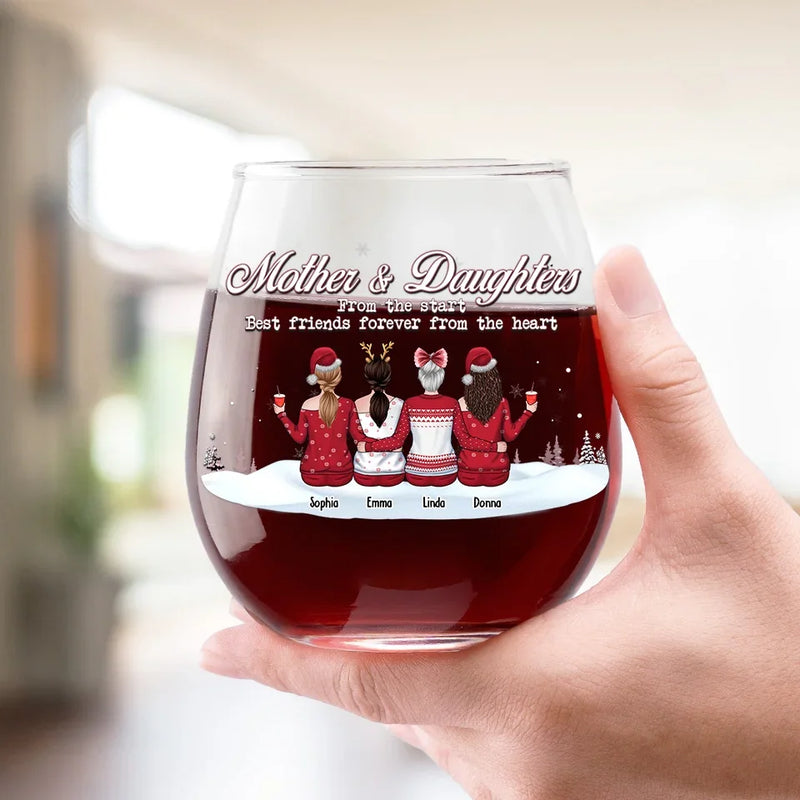 Best Friend Forever From The Heart - Family Personalized Custom Wine Glass - Christmas Gift For Mom, Daughter