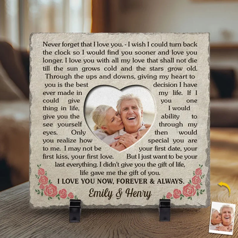 Custom Photo In All The World, There Is No Love For You Like Mine - Couple Personalized Custom Square Shaped Stone With Stand - Christmas Gift For Husband Wife, Anniversary