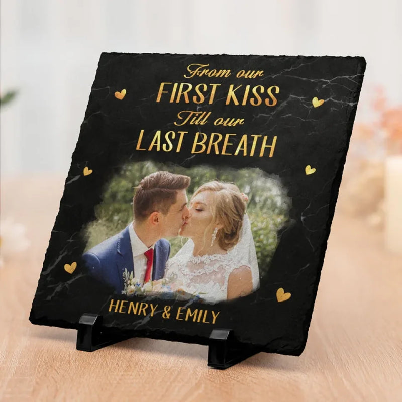 Custom Photo I Love You Today, Tomorrow, Forever - Couple Personalized Custom Square Shaped Stone With Stand - Christmas Gift For Husband Wife, Anniversary