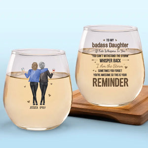 A Mother Is A Daughter's Best Friend - Family Personalized Custom Wine Glass - Christmas Gift For Mom, Daughter