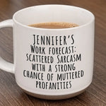 Custom Name Funny Work Forecast Gifts for Coworkers - Personalized Pottery Mug