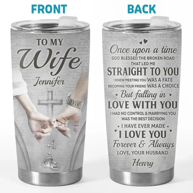 In Your Grasp, I Feel Peace And Promise - Couple Personalized Custom Tumbler - Christmas Gift For Husband Wife, Anniversary