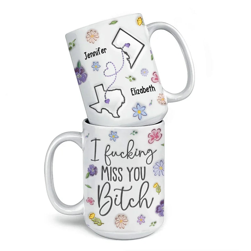 True Friendship Doesn’t Fade With Distance - Bestie Personalized Custom 3D Inflated Effect Printed Mug - Christmas Gift For Best Friends, BFF, Sisters