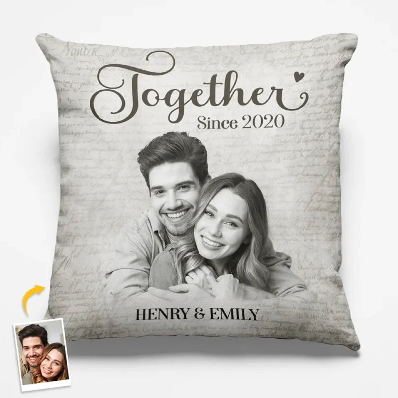 Custom Photo Love Begins And Ends With You - Couple Personalized Custom Pillow - Christmas Gift For Husband Wife, Anniversary