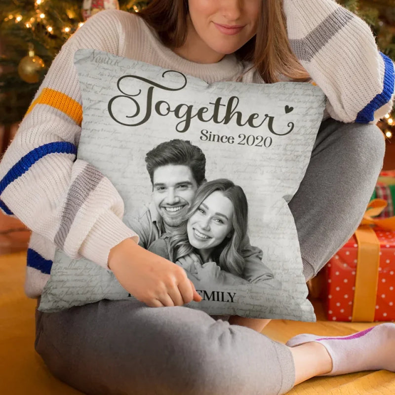 Custom Photo Love Begins And Ends With You - Couple Personalized Custom Pillow - Christmas Gift For Husband Wife, Anniversary