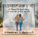 A True Friendship Is A Journey Without An End - Bestie Personalized Custom Square Shaped Acrylic Plaque - Gift For Best Friends, BFF, Sisters