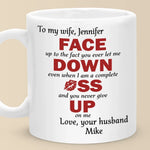 You Never Give Up On Me - Couple Personalized Custom Mug - Christmas Gift For Husband Wife, Anniversary