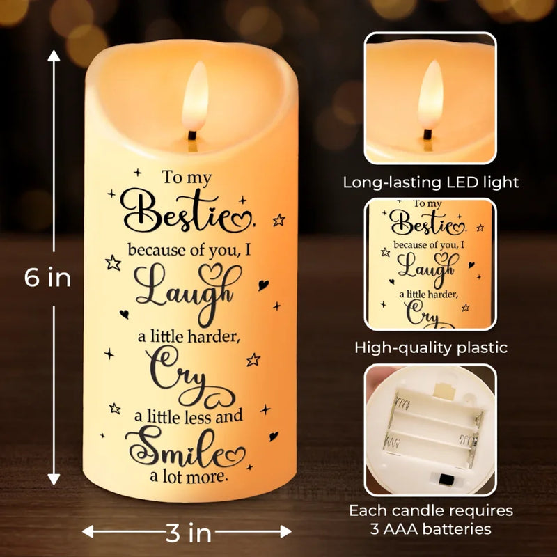 Thanks For Being My Unbiological Sister - Bestie Personalized Custom LED Candle - Christmas Gift For Best Friends, BFF, Sisters
