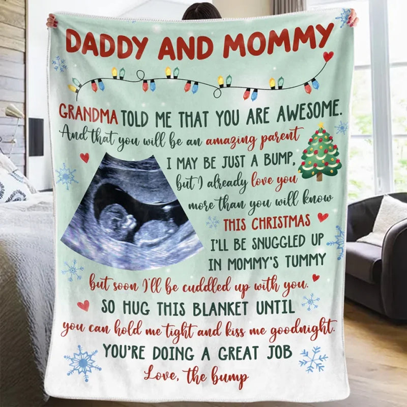 Custom Photo I'll Be Cuddled Up With You - Family Personalized Custom Blanket - Baby Shower Gift, First Christmas Gift, Christmas Gift For First Mom
