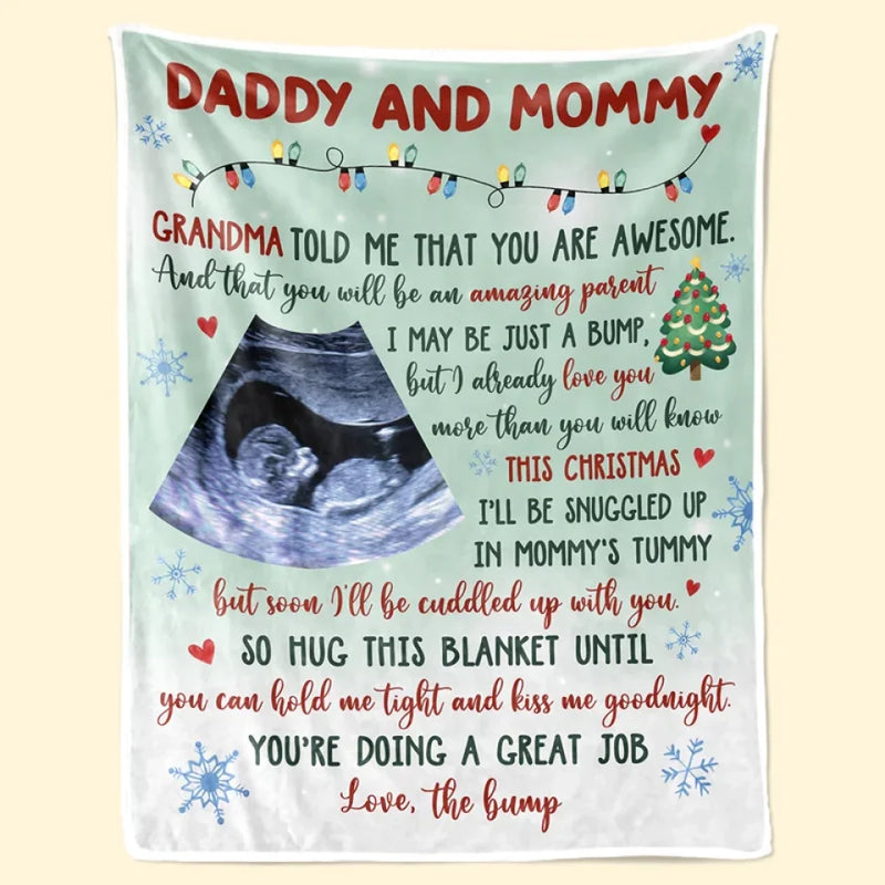Custom Photo I'll Be Cuddled Up With You - Family Personalized Custom Blanket - Baby Shower Gift, First Christmas Gift, Christmas Gift For First Mom